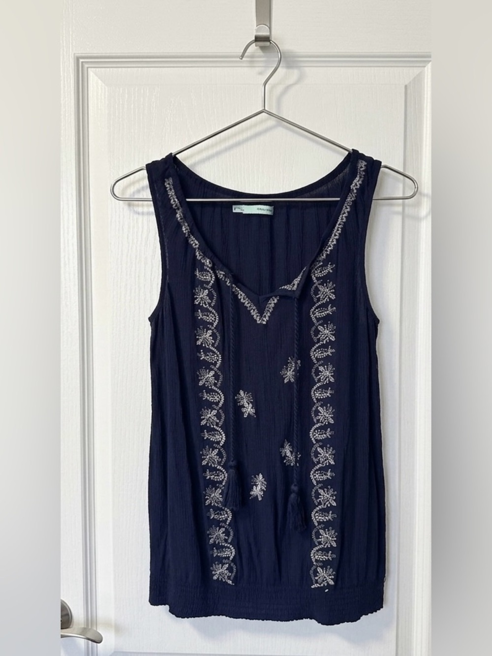 Maurices Navy Embroidered Boho Tank Top - Picture 2 of 2